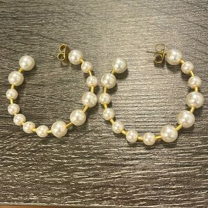Jcrew Pearl Hoop Earrings